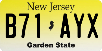 NJ license plate B71AYX