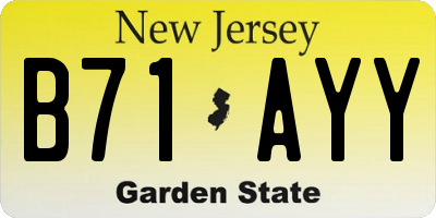 NJ license plate B71AYY