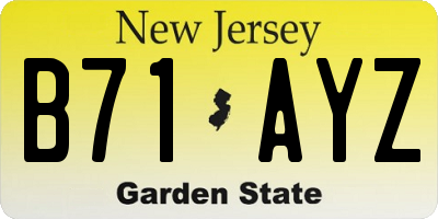 NJ license plate B71AYZ