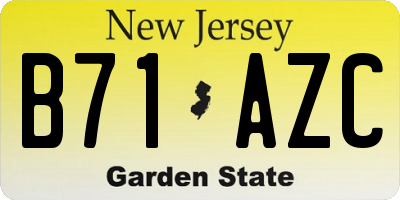 NJ license plate B71AZC