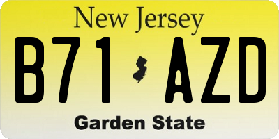 NJ license plate B71AZD