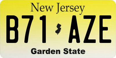 NJ license plate B71AZE