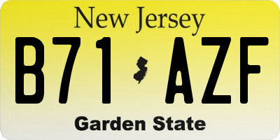 NJ license plate B71AZF