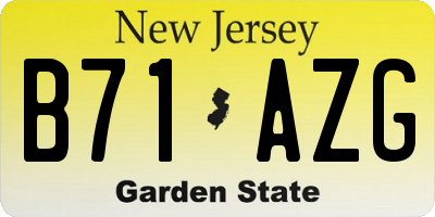 NJ license plate B71AZG