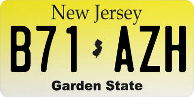 NJ license plate B71AZH