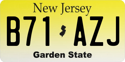 NJ license plate B71AZJ