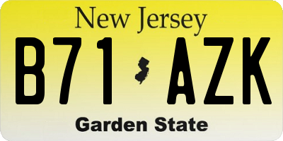 NJ license plate B71AZK
