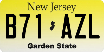 NJ license plate B71AZL