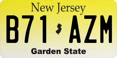 NJ license plate B71AZM
