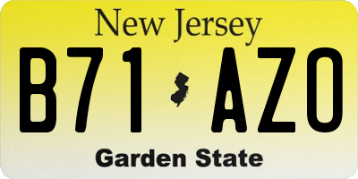 NJ license plate B71AZO