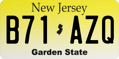 NJ license plate B71AZQ