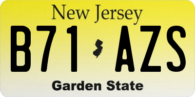 NJ license plate B71AZS