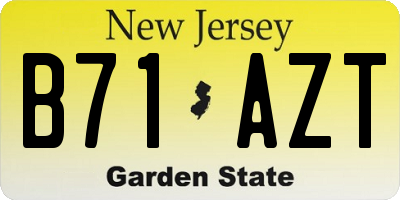 NJ license plate B71AZT
