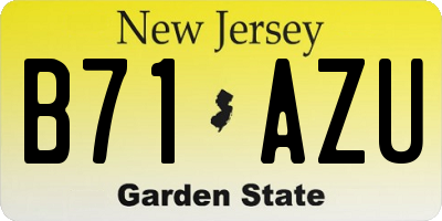 NJ license plate B71AZU