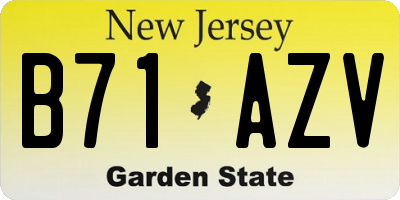 NJ license plate B71AZV