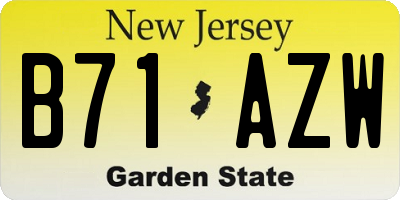 NJ license plate B71AZW