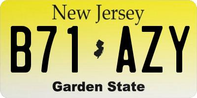 NJ license plate B71AZY