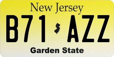 NJ license plate B71AZZ