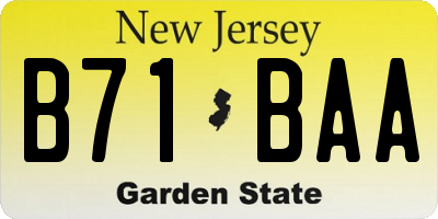 NJ license plate B71BAA