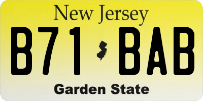NJ license plate B71BAB