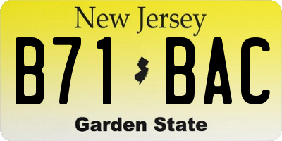 NJ license plate B71BAC