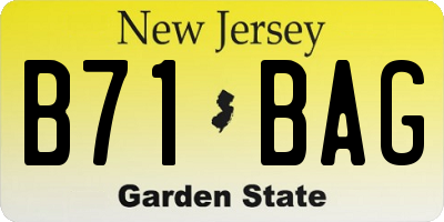 NJ license plate B71BAG