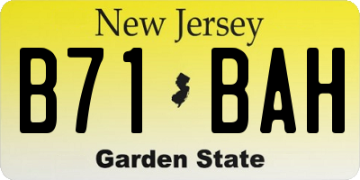 NJ license plate B71BAH