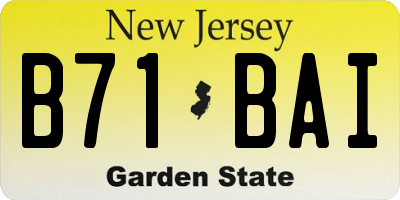 NJ license plate B71BAI