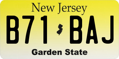 NJ license plate B71BAJ