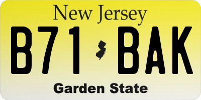 NJ license plate B71BAK