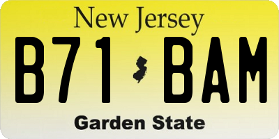 NJ license plate B71BAM