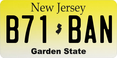 NJ license plate B71BAN