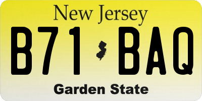 NJ license plate B71BAQ