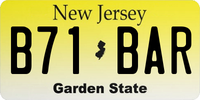 NJ license plate B71BAR