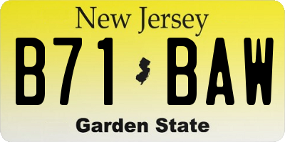 NJ license plate B71BAW