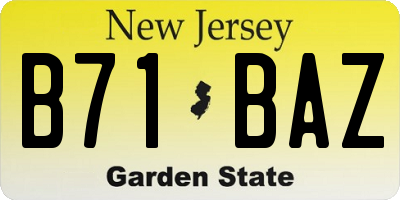NJ license plate B71BAZ