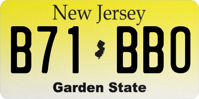 NJ license plate B71BBO