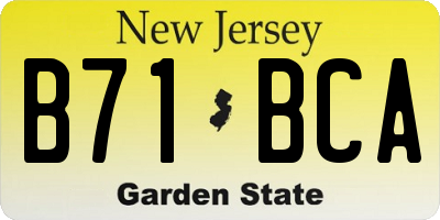 NJ license plate B71BCA
