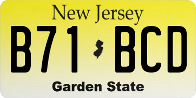 NJ license plate B71BCD