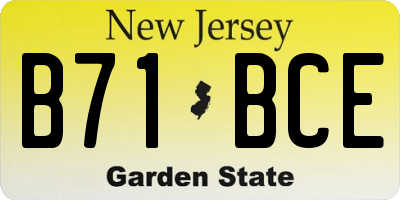 NJ license plate B71BCE