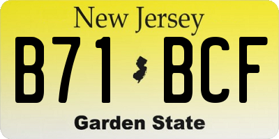 NJ license plate B71BCF