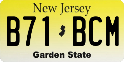 NJ license plate B71BCM