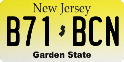 NJ license plate B71BCN
