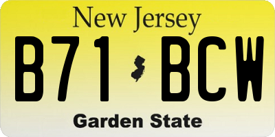 NJ license plate B71BCW