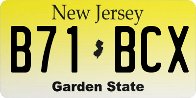 NJ license plate B71BCX