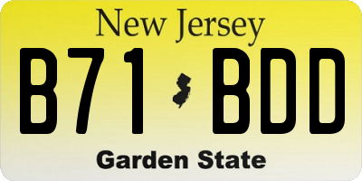 NJ license plate B71BDD