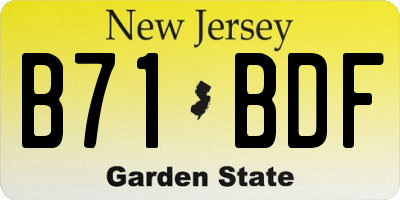 NJ license plate B71BDF