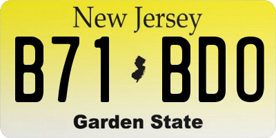 NJ license plate B71BDO