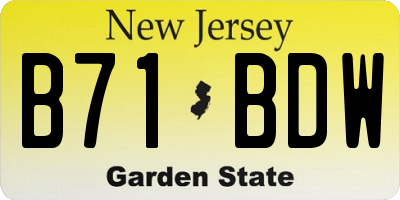 NJ license plate B71BDW