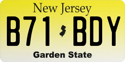NJ license plate B71BDY